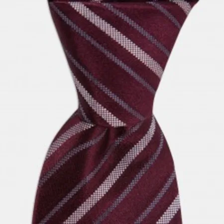 

Gray striped burgundy silk tie 67828181