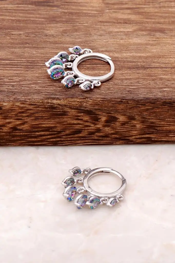 

Small You Silver Shakira Earrings with Mystic Topaz Stone 2036 High Quality Hand Made Original Filigree Silver Jewellery Gift
