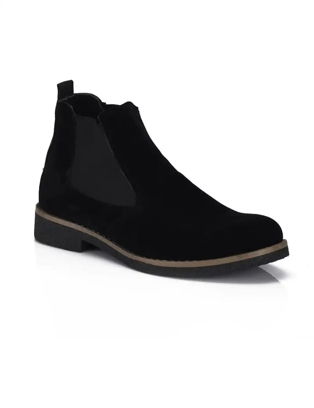 Мужские бархатные ботинки черные высокого качества. Бесплатная доставка.