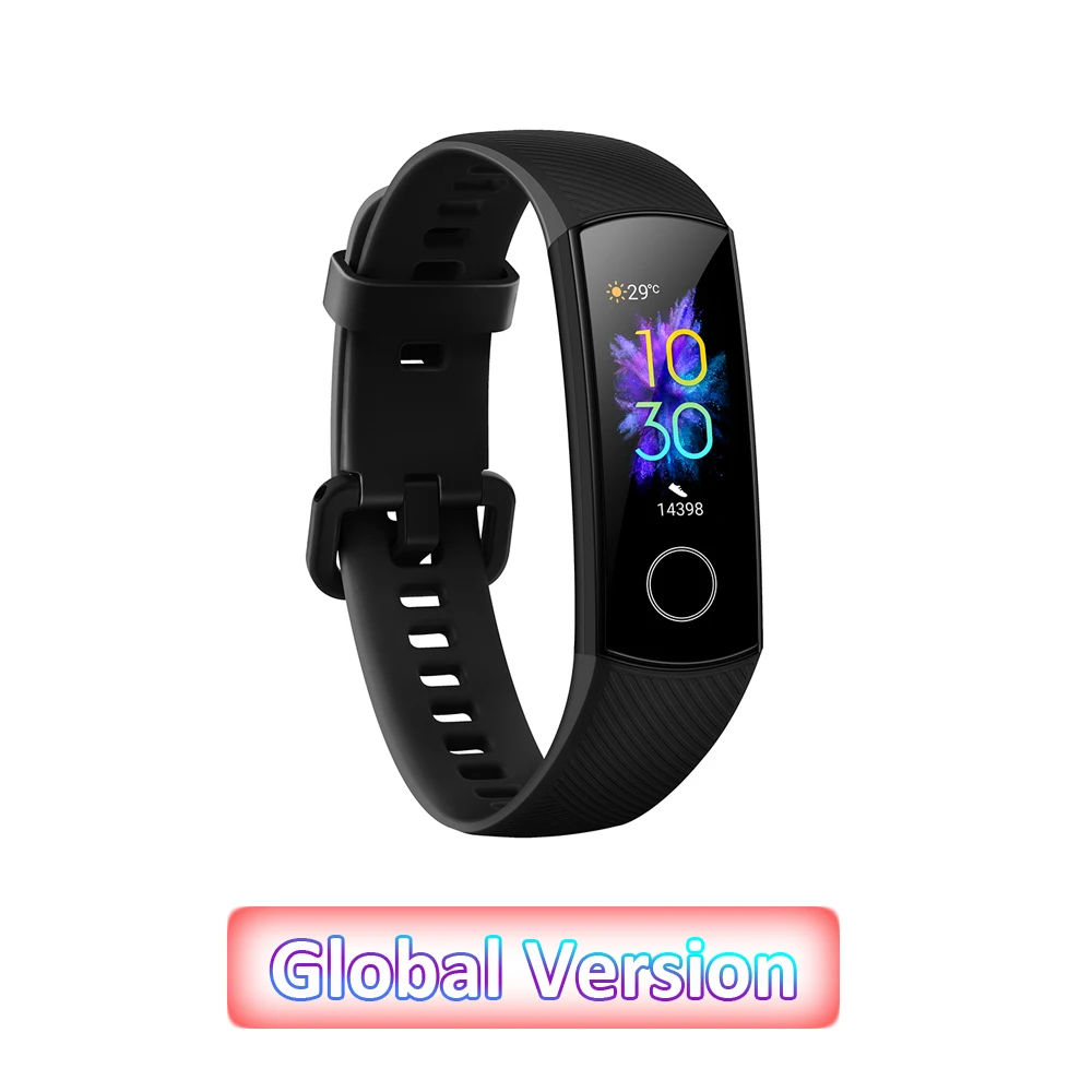 Black Band 5 Global Versio huawei Honor Band 5 4, умный Браслет, умный браслет, шагомер, сенсорный экран, для плавания, сердечного ритма, сна, монитор - Цвет: Black Band 5
