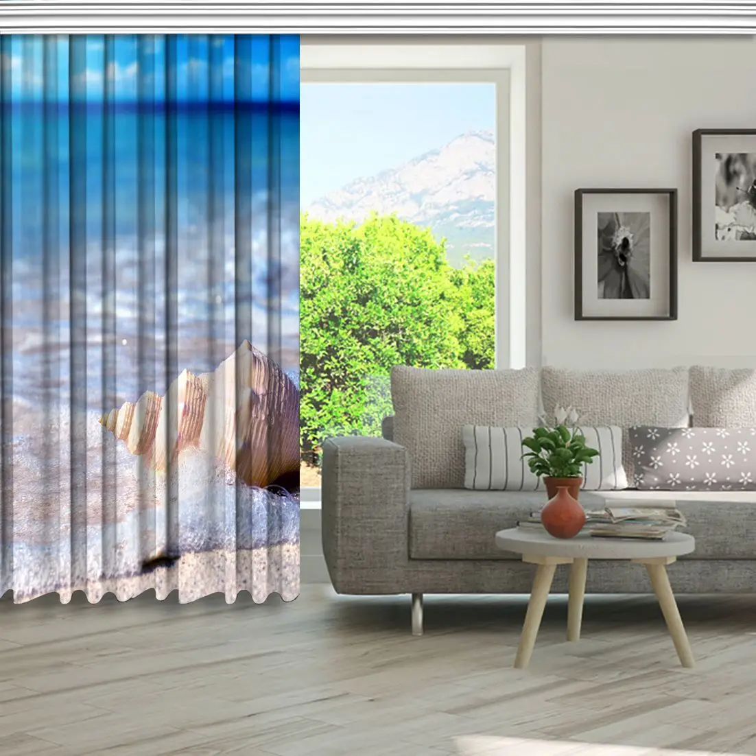 Занавески ракушки в воде песчаный пляж морской летнее время предложение небо