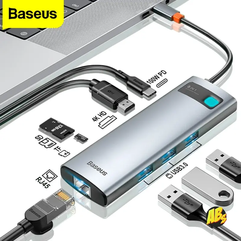 Baseus USB C HUB к HDMI-совместимый адаптер RJ45 кардридер 3 0 PD 100W Type док-станция для Macbook Pro
