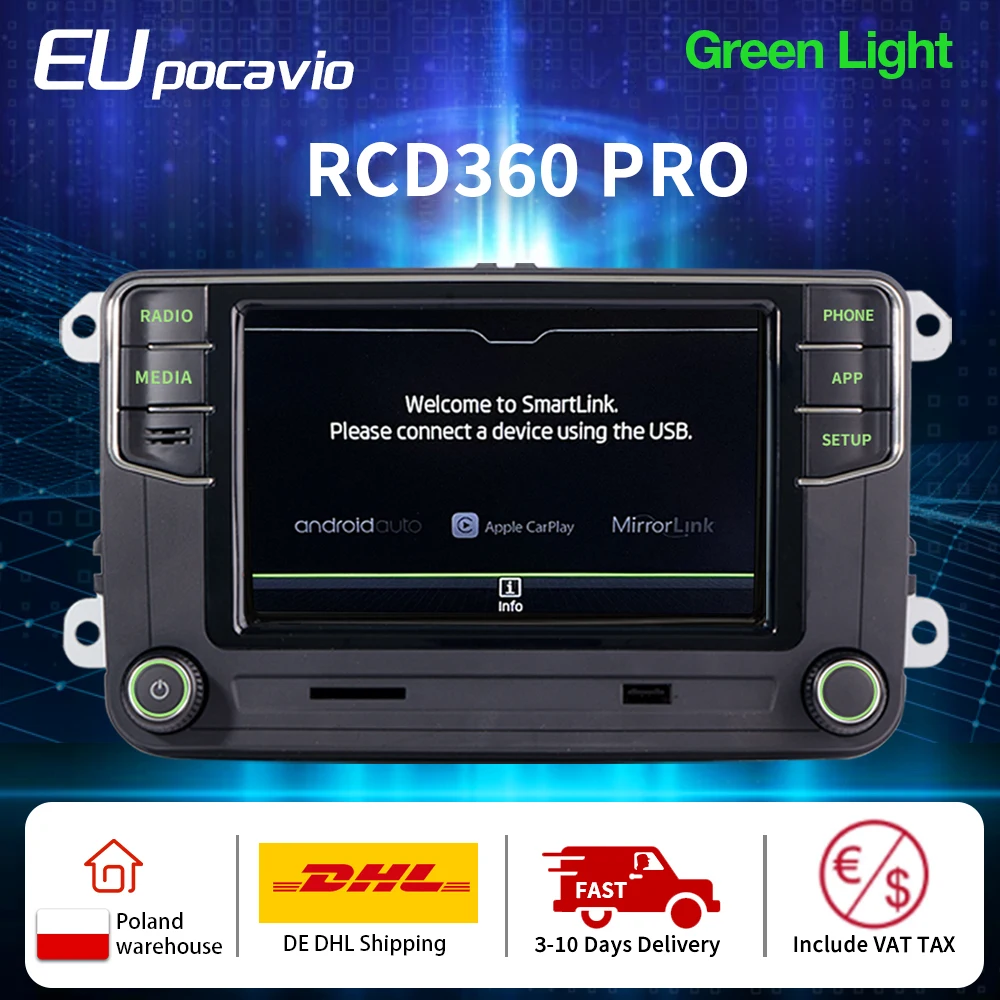 Автомобильный радиоприемник RCD360 Pro Carplay зеленый светильник Android Авто NONAME MIB 6 5