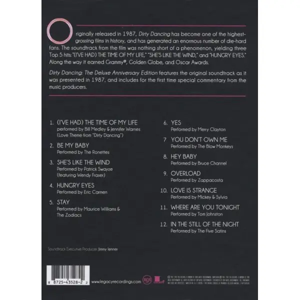 ORIGINAL MOTION PICTURE SOUNDTRACK DIRTY DANCING Deluxe Anniversary Edition: 6 Art Cards Bumper Sticker + Booklet. Hardbook pac |