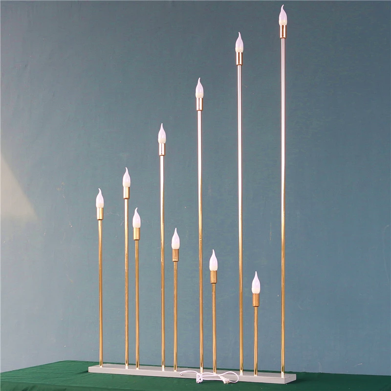 JAROWN-luces de ca&ntilde;a dorada, 10 cabezas, Fondo de boda, utiler&iacute;a para fiesta, decoraci&oacute;n del hogar, candelabro electr&oacute;nico alto, decoraci&oacute;n de jard&iacute;n-4