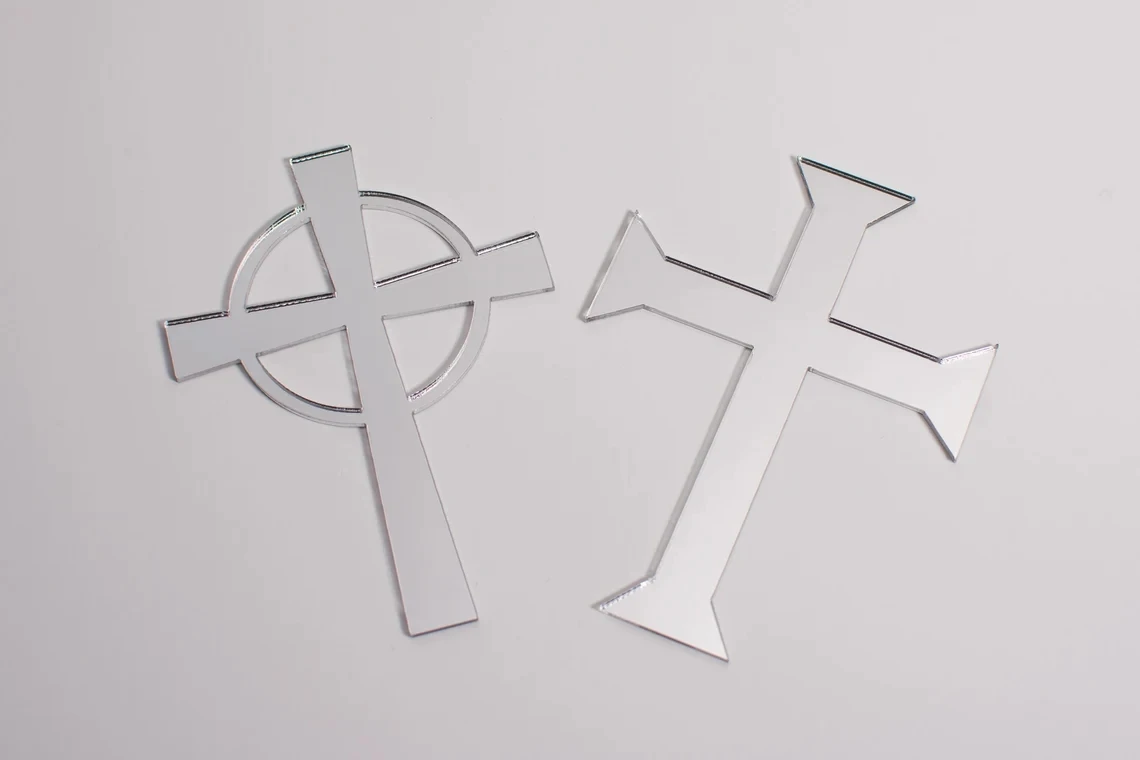 Акриловый крест для крещения зеркальный серебряный украшения торта золотой