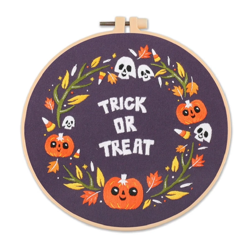 

Full Range Embroidery Starter Kit, Halloween Embroidery Kits for Beginners, Embroidery Decoration, English Instructions (C)