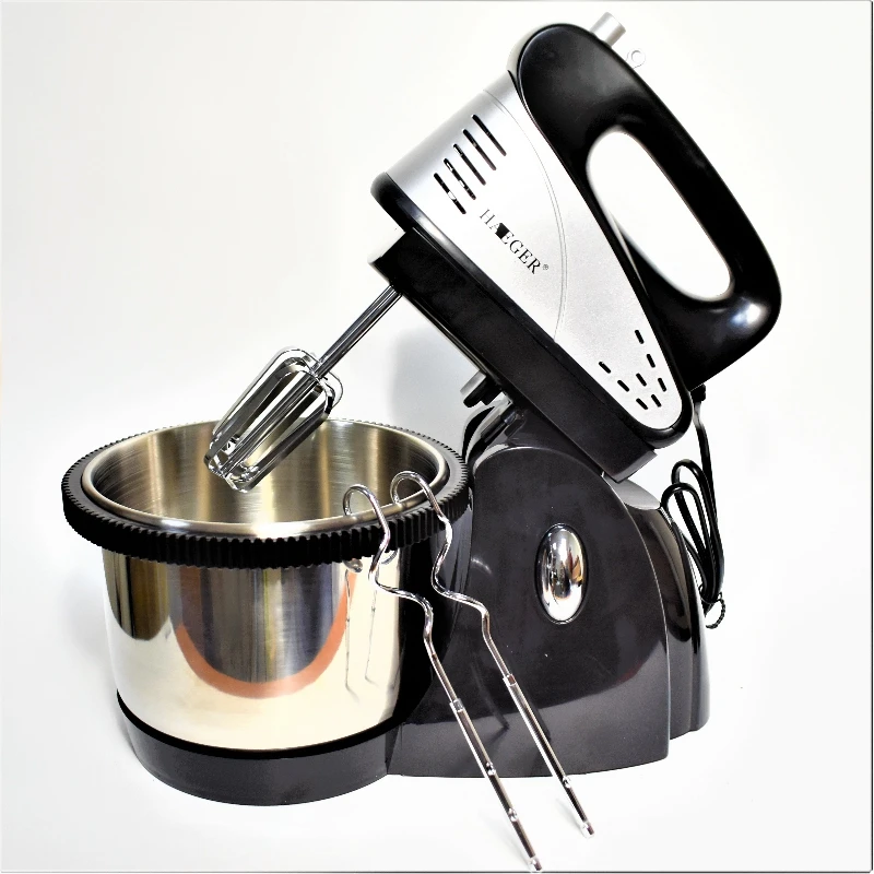 МИКСЕР. ЧАША С ПОДВИЖНОЙ ПОВЕРХНОСТЬЮ. 2 ВИДА НАСАДОК. 5 СКОРОСТЕЙ. МАТЕРИАЛ ЧАШИ