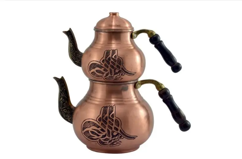 

Copper tea pot 2 sizes traditional chinese turkish japanese arabic wooden handle copper
