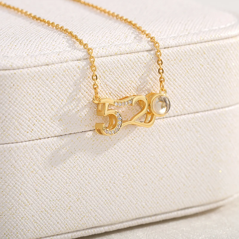 Ожерелье женское из нержавеющей стали с проекцией на 100 языках|Ожерелья