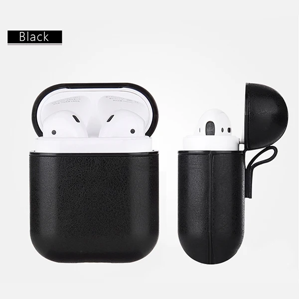 Черный Airpod сумка из змеиной кожи чехол для Apple AirPods 1 2 Роскошный кожаный чехол водонепроницаемый для зарядки чехол s дропшиппинг - Цвет: Черный