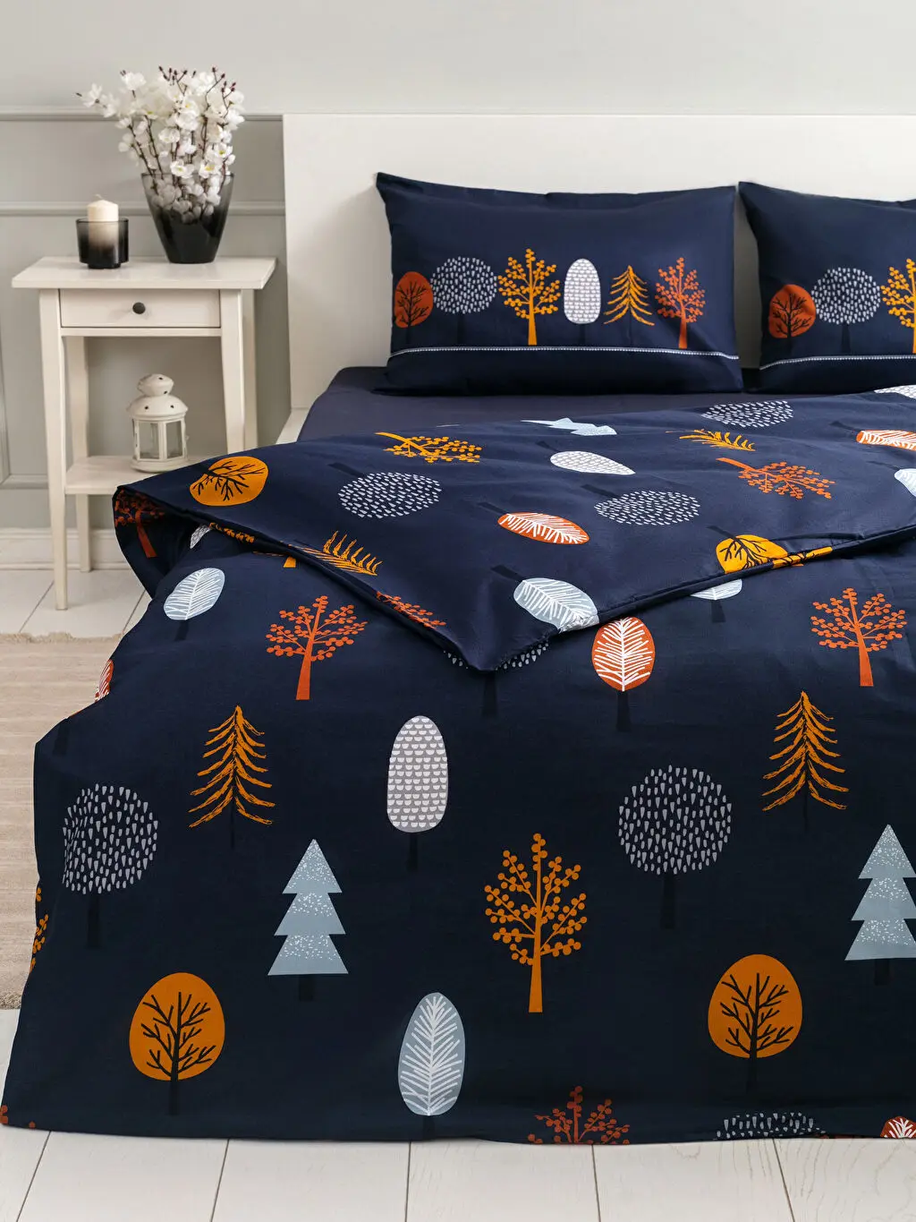 

Duvet Cover Set Navy Blue Trees Cotton Double Bed Clothes Bedding Pillowcases Sheet Quilt Bedspread Bedcover Blanket Bedroom