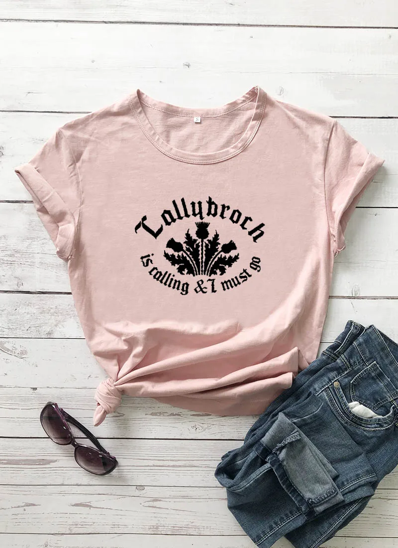 Lallybroch is call and I must go, Новое поступление, Женская забавная Повседневная футболка из хлопка, рубашки в стиле Outlander