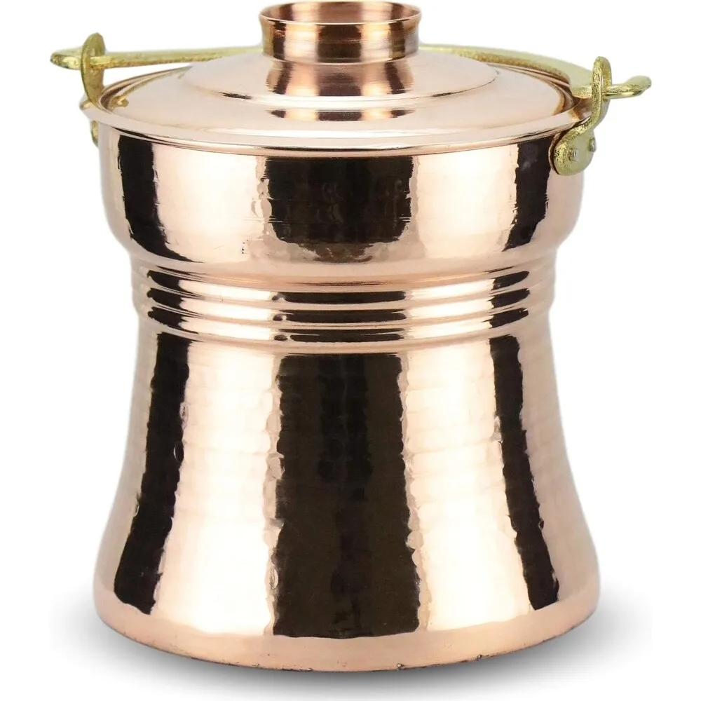 

Morya Red-Silver Hammered Yoghurt with Tinned Copper Bakrac yoghurt Fermentation Bucket Yoghurt Container 2-3 lt