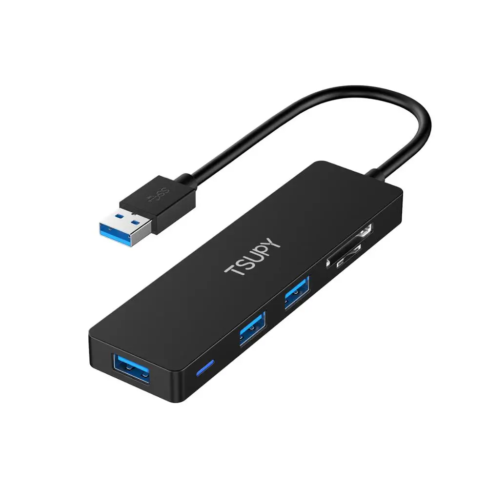 cable length 15cm TSUPY тонкий размер usb-хаб USB 3,0-SD TF кард-ридер+ 3 USB 3,0 хаб для hp lenovo ASUS Macbook Air ПК ноутбук 1,2 м длинный кабель - Цвет: cable length 15cm