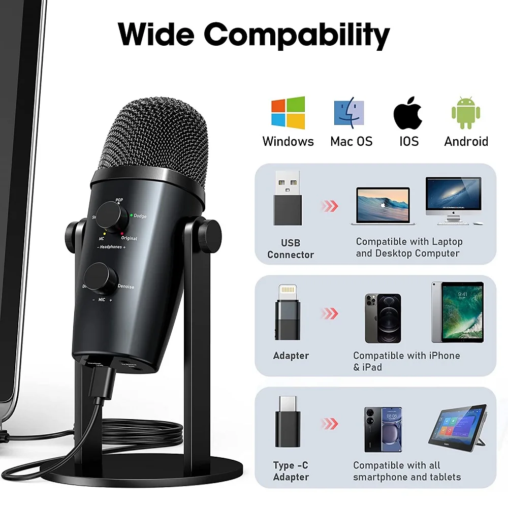 USB-микрофон для ПК/телефона проводной игровой настольный микрофон Студийный