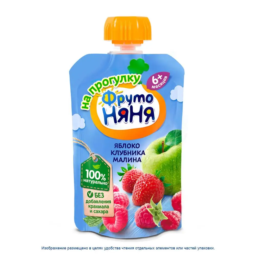 Dessert FrutoNanny from apples strawberries raspberry 90g 6 months feeding food feedkid baby for children FrutoNyanya Fruto Nanny Nyanya | Мать