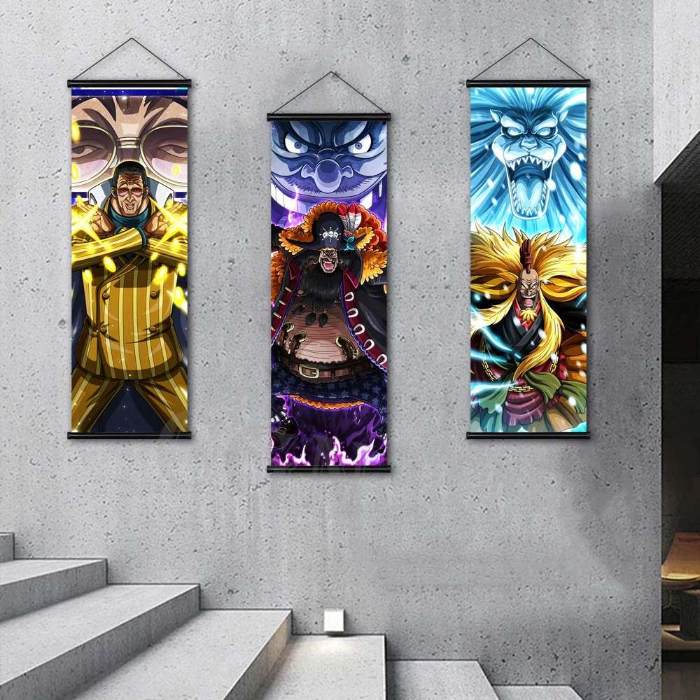 One Piece настенное искусство японское аниме Картина на холсте Висячие свитки Луффи