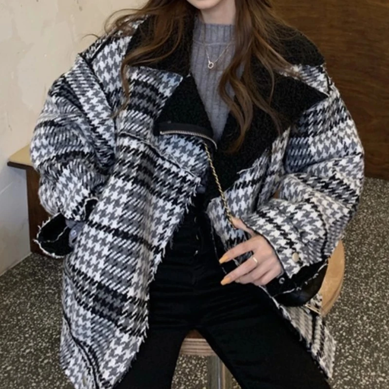 

Women Autumn Winter Warm Thickening Coat Long Sleeve Fashion Streetwear Casual Jacket Femme Nothched Oversized Zipper Overcoat