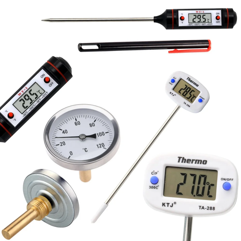 Кухонный электнонный цифровой термометр с щупом. Термометр биметаллический. Для