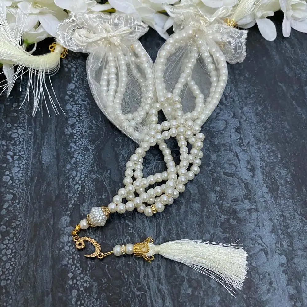 

CUSTOM ORDER - 80 PCS White Tasbeeh With Mirror Tag
