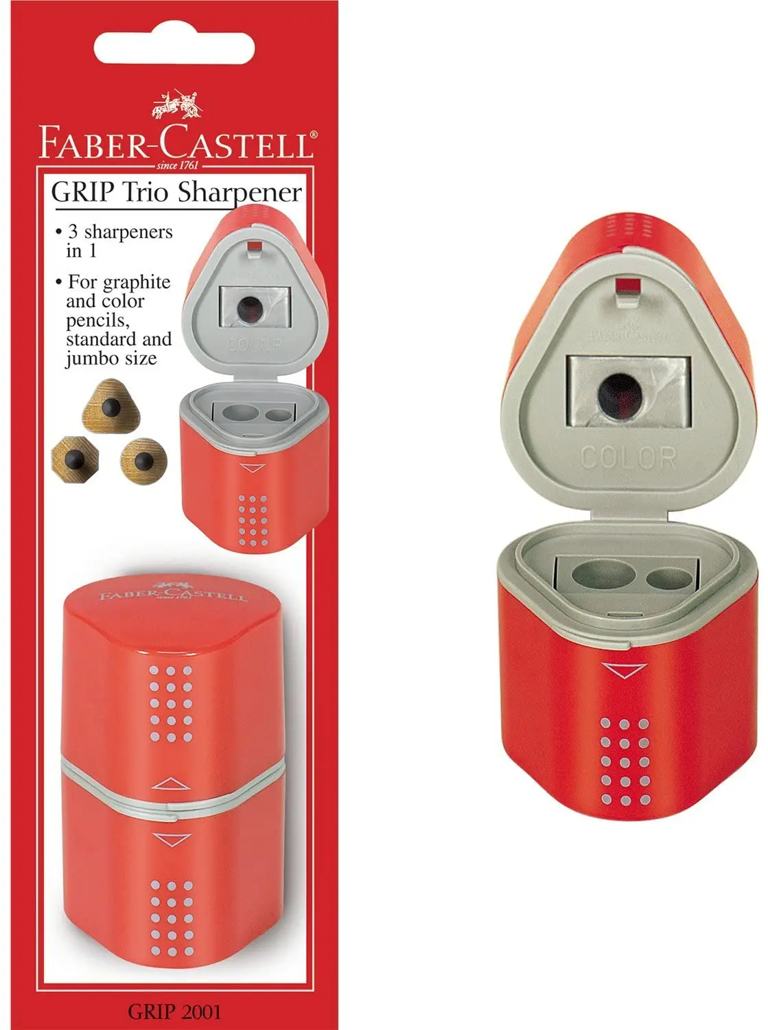 

Точилка Faber-Castell Grip Trio Box 2001, декоративно-прикладное искусство, простота использования с 3 отверстиями для взрослых и детей