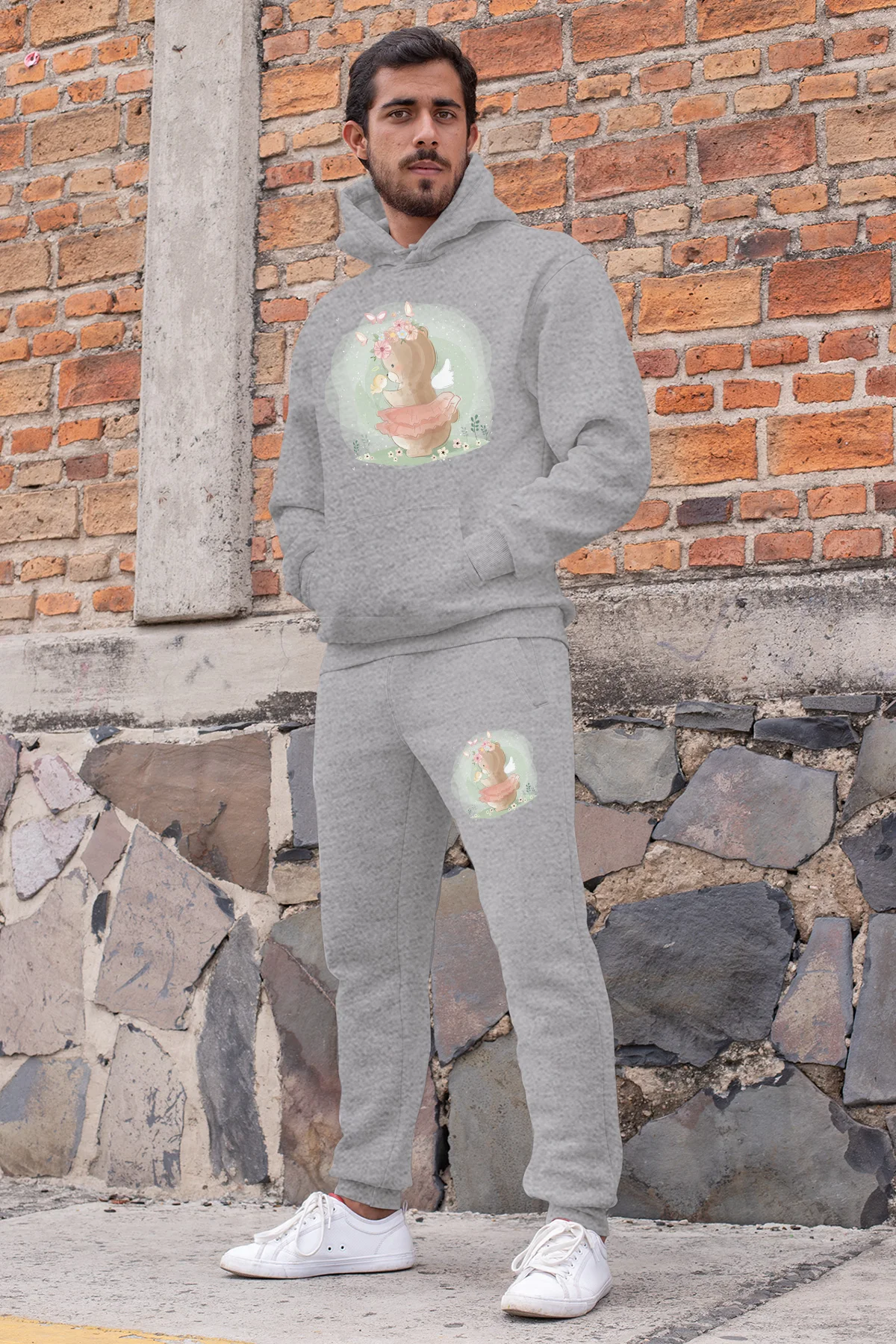 Мужской спортивный костюм Angemiel серый свитшот с капюшоном серые спортивные