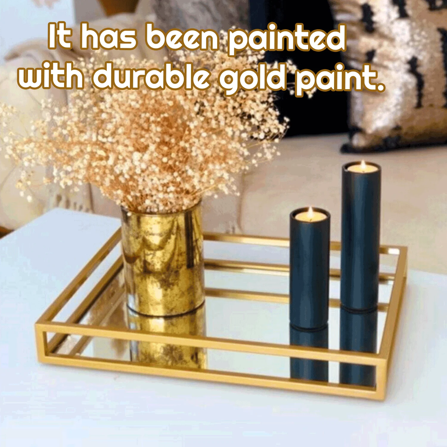 Декоративный зеркальный поднос представления 30x40 см Серебристые горячая