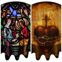 Ornate Stained Glass Nativity Aesthetic Sacred Heart Of Jesus Religious Round Tablecloth By Ho Me Lili Tabletop Decor