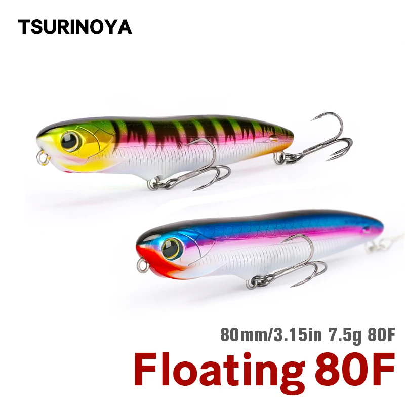 

TSURINOYA Topwater плавающая карандашная рыболовная приманка DW90 80 мм 7,5 г, искусственная жесткая приманка, длинное забрасывание окуня, рыболовные пр...