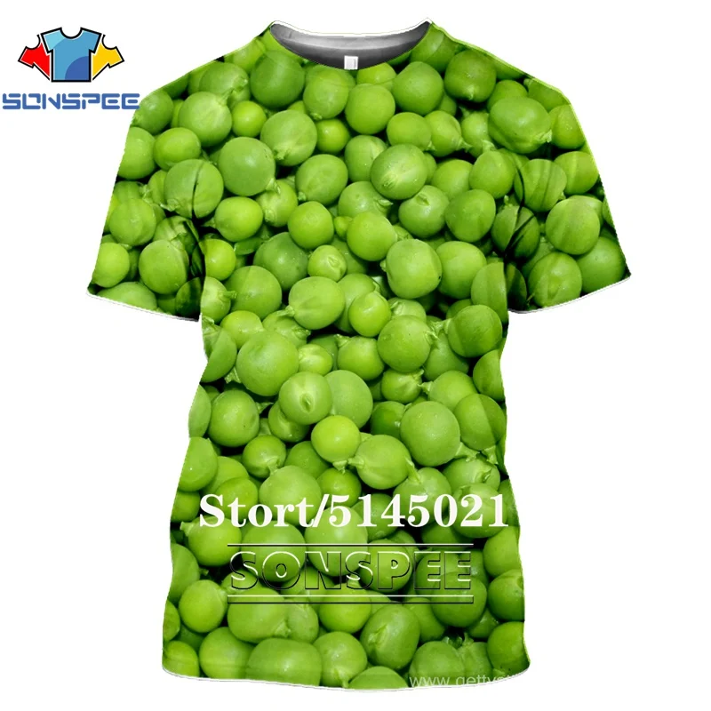 SONSPEE футболка с 3D принтом еда Yummy Greens брокколи/Морковь/огурец/Горох Harajuku модная