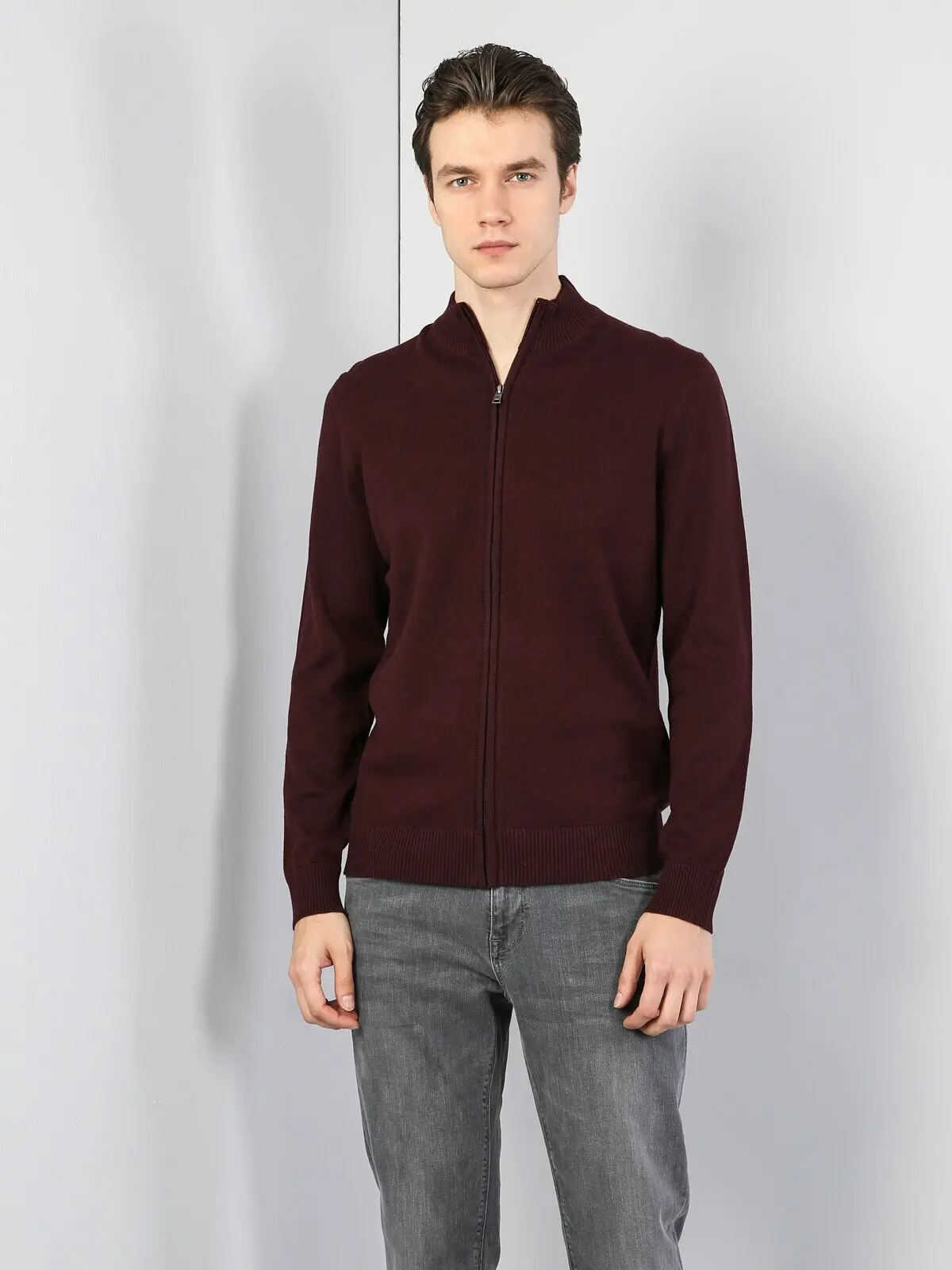 

Colins Men Regular Fit Purple Cardigan Men's Cardigan Cardigan Male Men's Cardigans,CL1023205