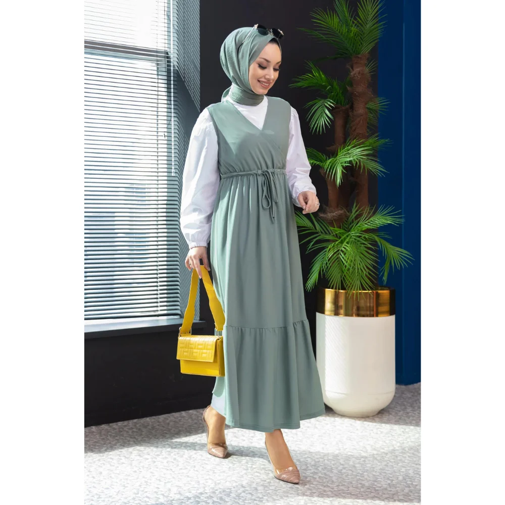 Shirt+Dress Muslim Dress Trend 50% Polyester, 50% Cotton Fabric Unlined. abaya muslim dress women kaftan open abaya long dress a