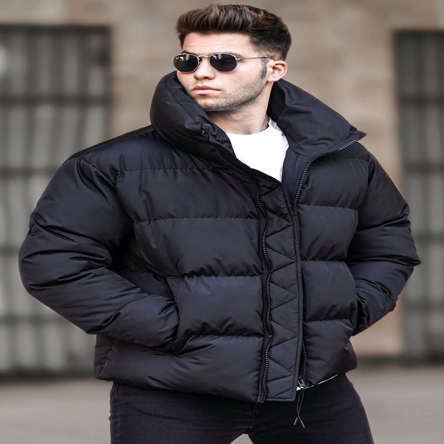 Men's Straight Inflatable Coat Male all season Ultra lightweight Packable down jacket water and wind resistant breathable jacket big size