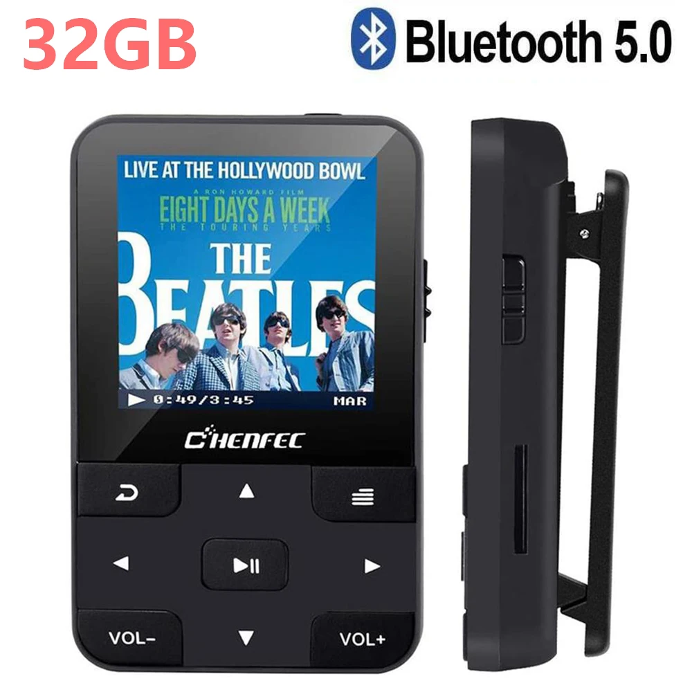 Mp3-плеер 32 ГБ Bluetooth 5 0 с клипсой экраном диктофоном FM-радио шагомером поддержкой