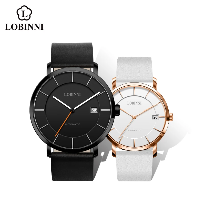 LOBINNI Couple Watches New Lover's Watches Simple Ultra Thin Mechanical Watch Gifts Men Women Clock Stainless Steel Pair Watch