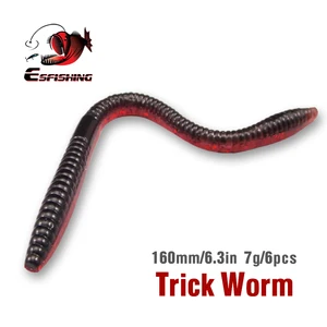 KESFishing Worm Приманка Trick Worm 160мм 6шт. Приманки для щуки Пластиковая приманка Карп Рыболовная кормушка Spinner Bait Морская рыболовная приманка PVA