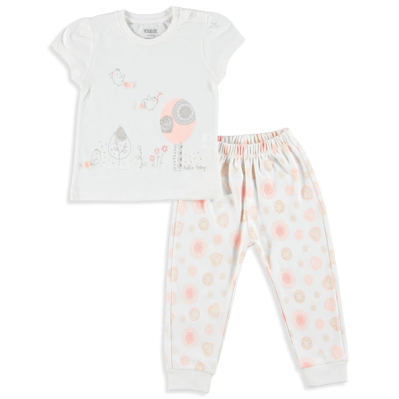 Ebebek HelloBaby/пижамный комплект для маленьких девочек с изображением птиц| |