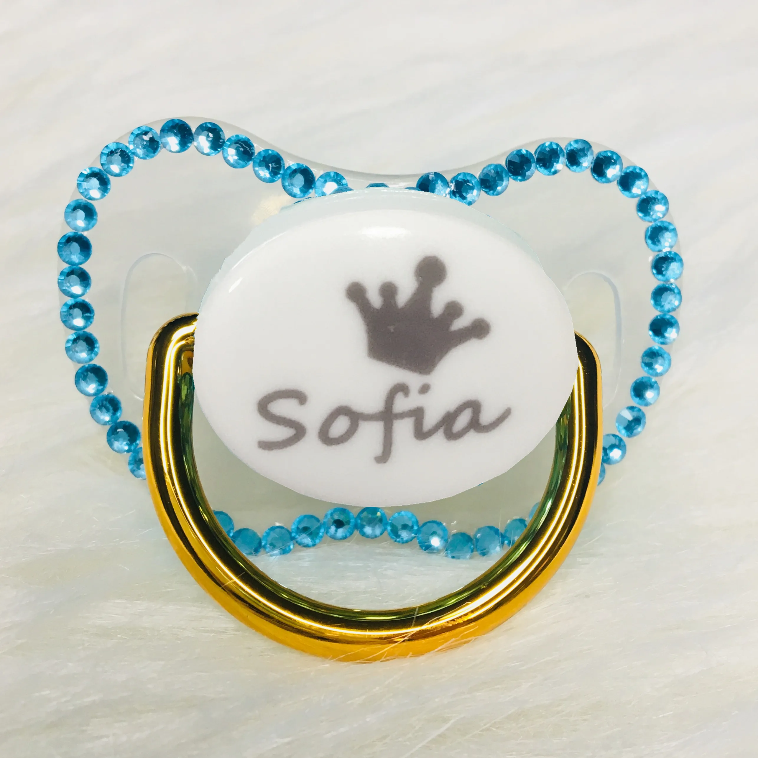 MIYOCAR обычай любое имя может сделать золотые стразы пустышка белый без BPA bling baby shower