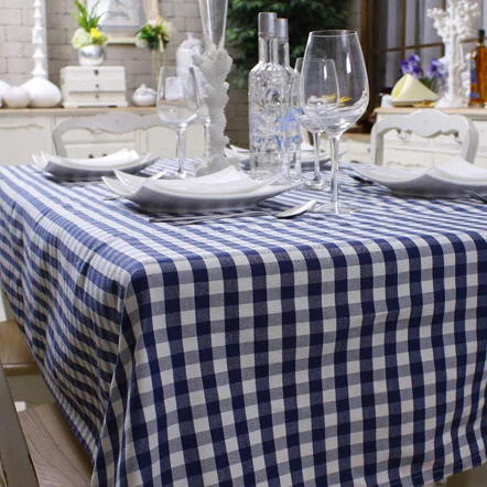 Винтажная однотонная тканая обивочная ткань в клетку синего и белого цветов