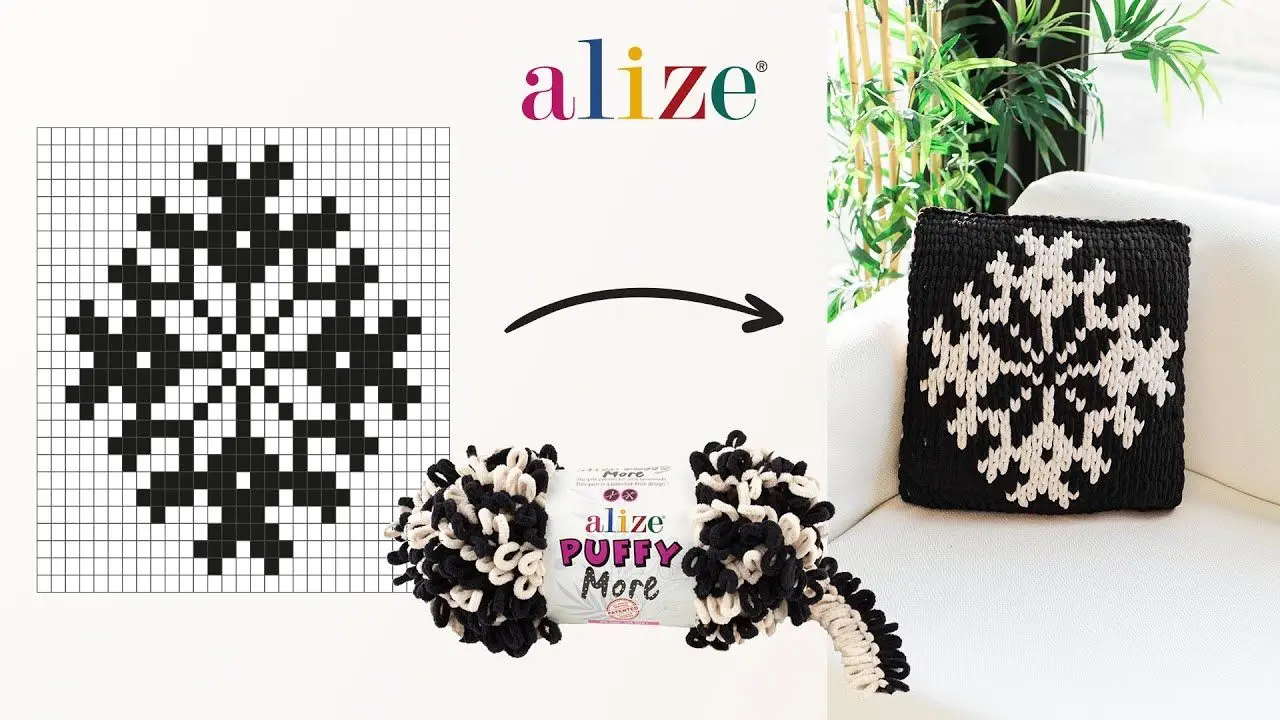 Подушка из пряжи ализе пуффи схемы