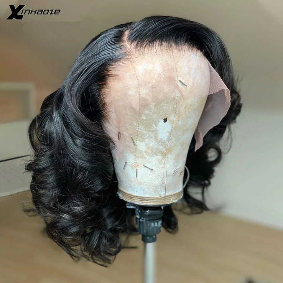Body Wave Short Bob Wig Brazilian Body Wave Lace Front Wigs For Black Women Natural Color Body Wave 4x4 Silk Top Human Hair Wigs