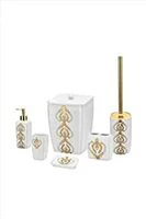 porio set of 6 white gold patterned bathroom sets pr79 1001