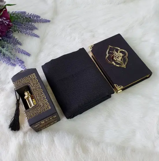 Золотистый Рог Коран и шаль Набор (зеленый) (Мусульманский Исламский подарок