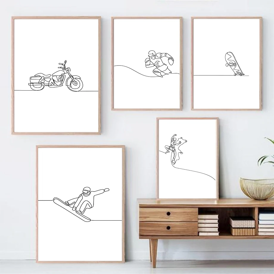 

Skiing Basketball Skateboard Chess Sport Wall Art Canvas Painting Nordic Posters And Prints Wall Pictures For Living Room Decor