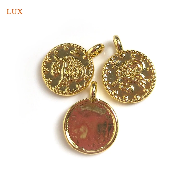 

5Pcs Round Disc Real Gold Plated Coins Pendant Brass Charms Mini Size Fashion Jewelry DIY Necklace Earrings Bracelet Y