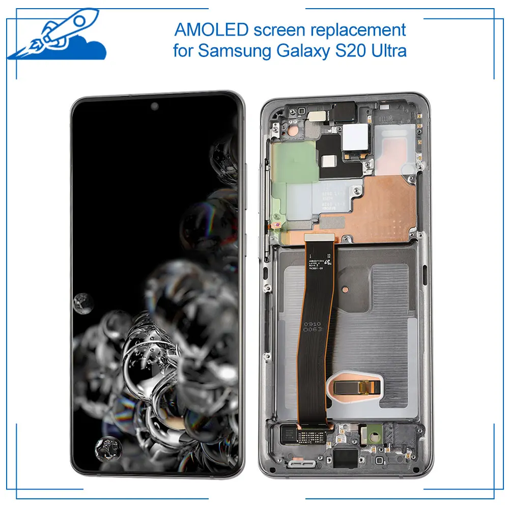 

100% OEM AMOLED дисплей для SAMSUNG Galaxy S20 Plus ультра сенсорный экран дигитайзер дисплей в сборе черный синий серый без битых пикселей