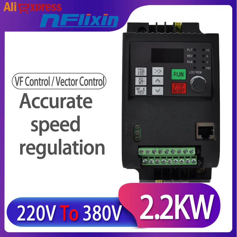 

2.2kw/1.5kw/0.75kw single-phase 220V inverter VFD input to 3 phase 380V delta connected motor