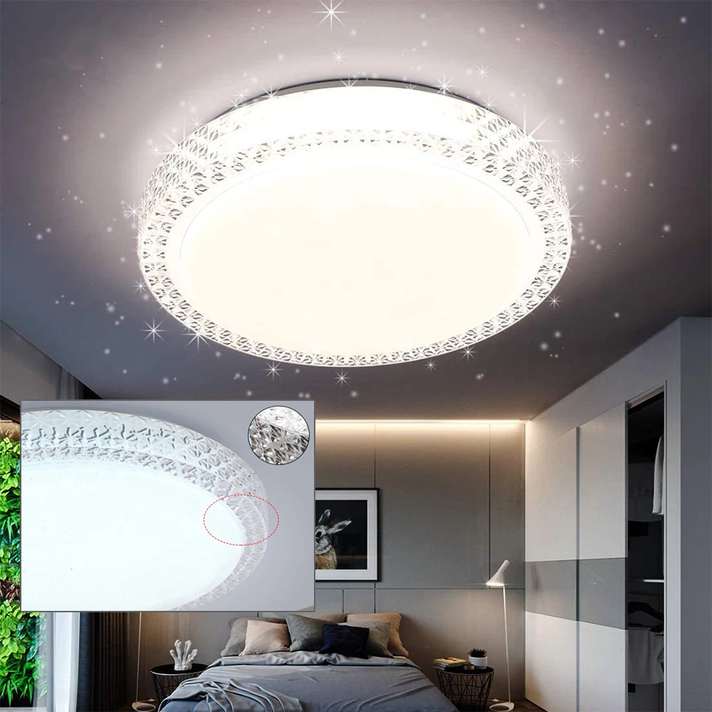 

LED Ceiling Lamp Modern Crystal Light 220V 42W 30W 22W 18W 12W Ultra Thin LED Ceiling Chandelier Lamp for Living Room Bedroom