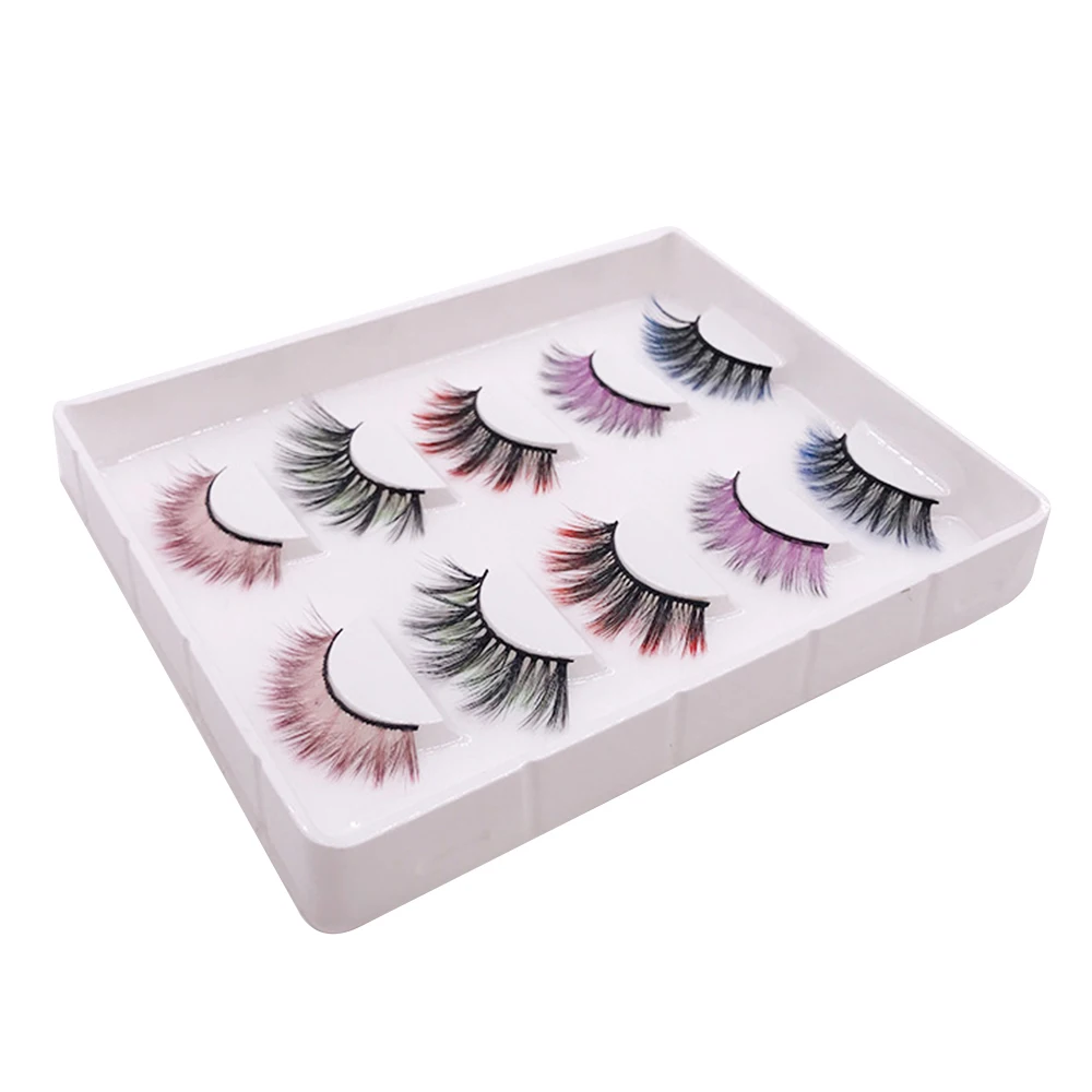 

False Eyelashes Colored Lashes Fluffy Handmade Dramatic Decoration Eye Lashes Set for Christmas Cosplay Costumes Faux Eyelashes